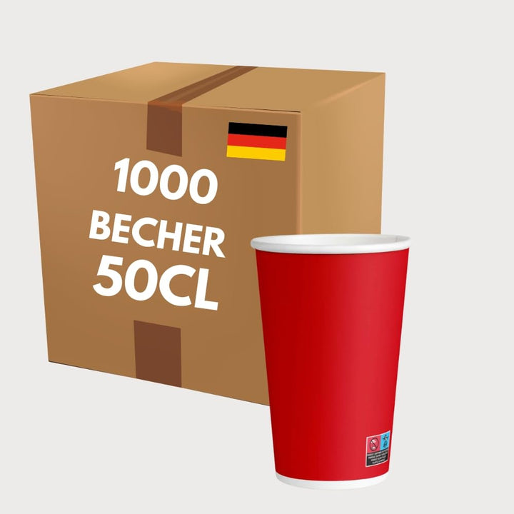 COVR Rote Pappbecher (50 cl – 16 oz, 1000 Stück), 50 cl – 16 oz, 1000 Stück