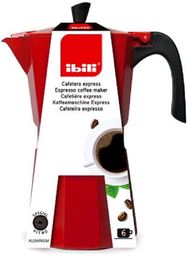 IBILI - Express-Kaffeekocher Bahia Roja, 9 Tassen, 450 ml, Aluminium Rot 9 Tassen, Rot 9 Tassen