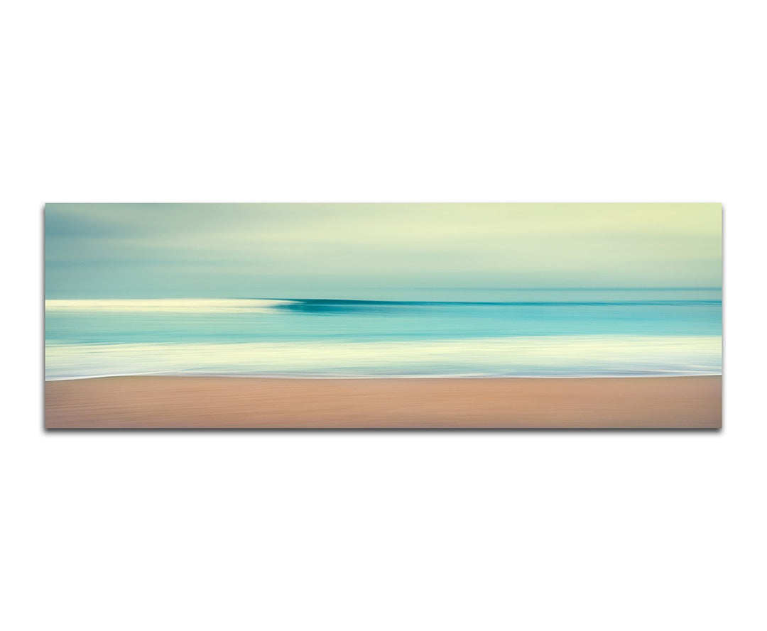Paul Sinus Art Panoramabild auf Leinwand und Keilrahmen 150x50cm Meer Strand Vintage abstrakt versch