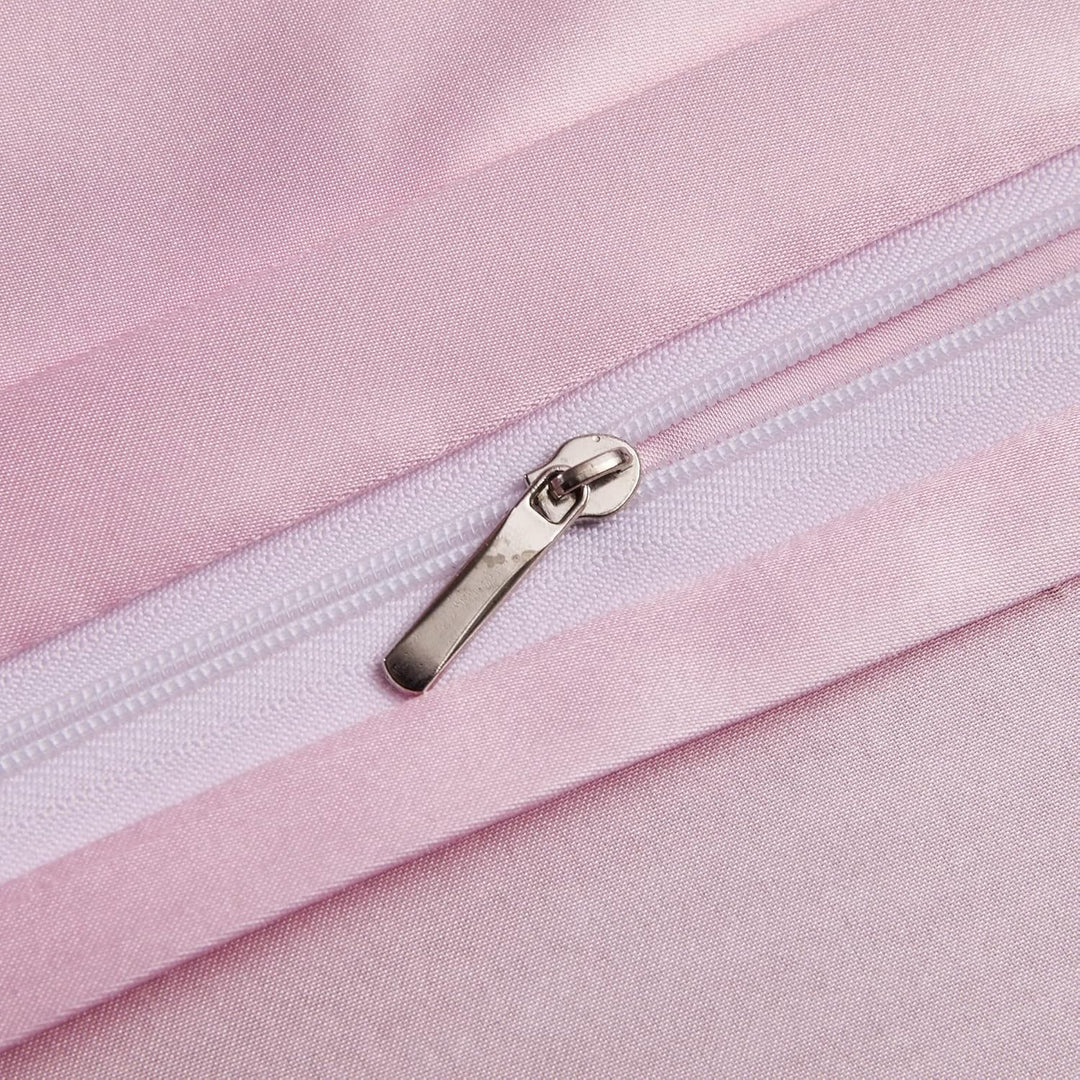 Luofanfei Bettwäsche 135x200 cm 4teilig Rosa Satin Glänzend Seiden Glatt Bettwäsche-Sets Pink Uni He