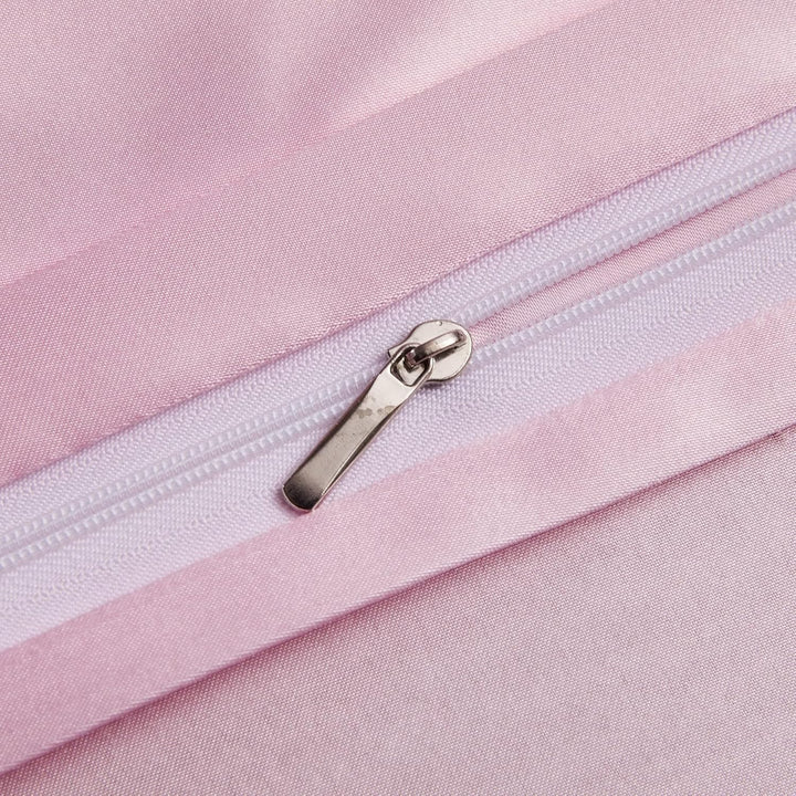 Luofanfei Bettwäsche 135x200 cm 4teilig Rosa Satin Glänzend Seiden Glatt Bettwäsche-Sets Pink Uni He