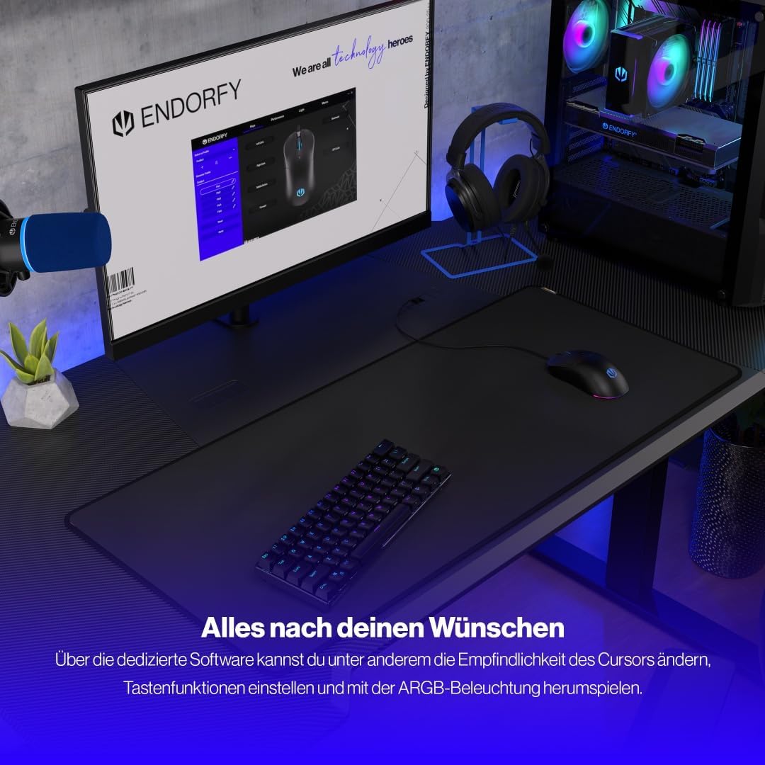 ENDORFY GEM, Leichte Gaming-Maus, Leichte Gaming-Maus (67 g), PixArt PMW3325 Sensor, 8000 DPI, Kailh