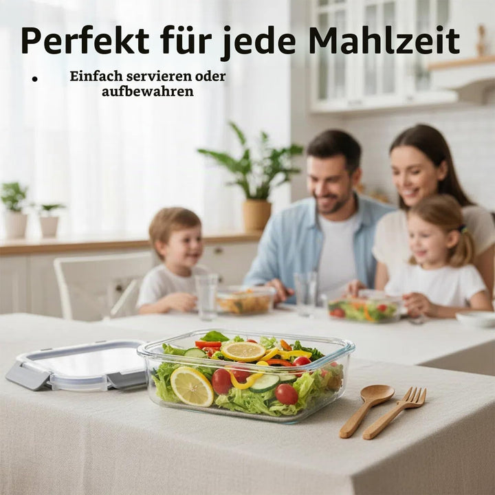 Glas Frischhaltedosen mit Deckel Set, 10-tlg Meal Prep Boxen &amp; Vorratsdosen (370ml &amp; 1040ml) aus Bor