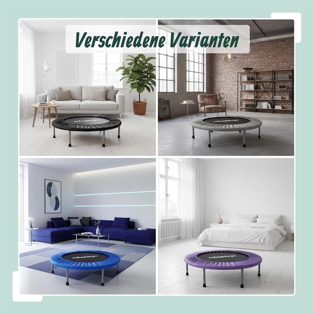 Relaxdays Indoor Trampolin, Ø 95 cm, faltbares Minitrampolin bis 100 kg, Sport & Gymnastik, Fitnesst
