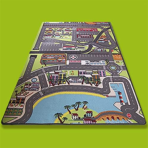 Autoteppich für Kinder in der Stadt - 130 x 200 cm | Strassenspielmatte | Circuit-Fussmatte für Kind