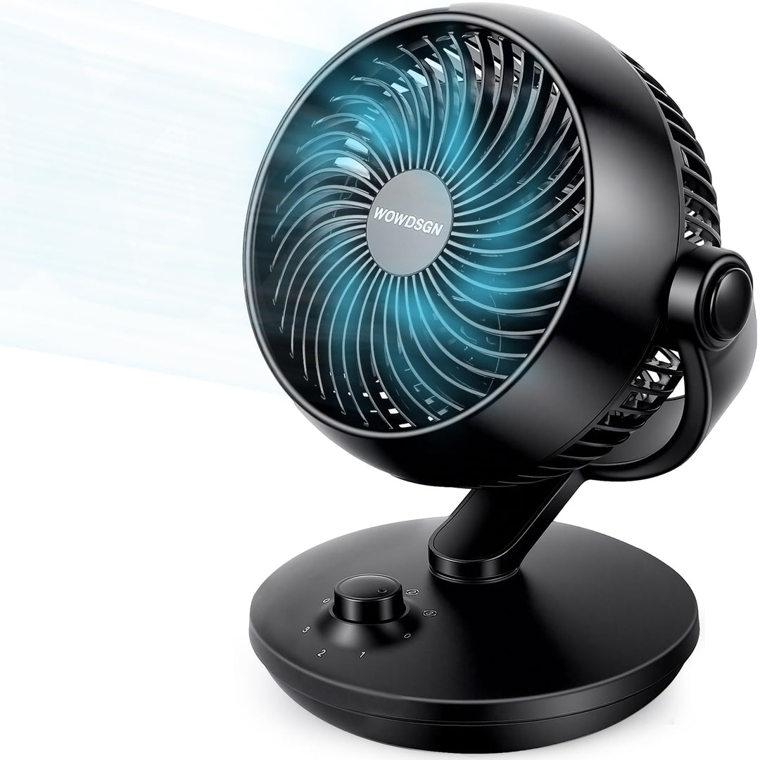 WOWDSGN Tischventilator Leise 24dB, Leistungsstarker 3D Turbo-Luftzirkulator - 100° & 80° Oszillatio