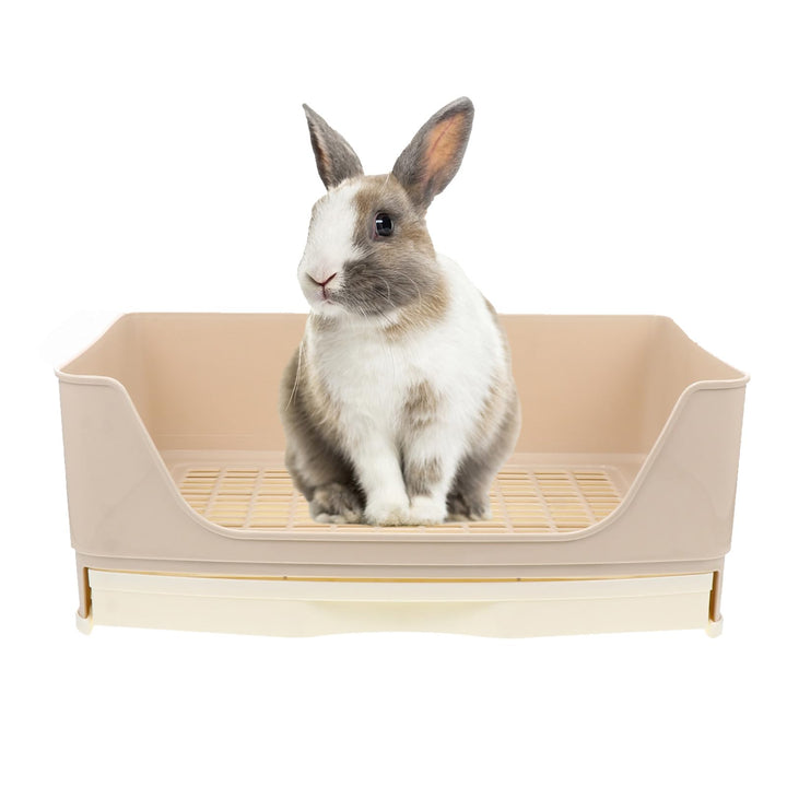 Cabilock Grosse Kaninchen Toilette mit Schublade, Kunststoff, Beige