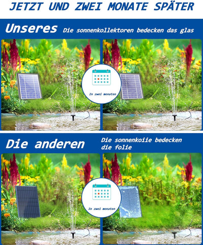 Biling Solar-Springbrunnen mit Panel, Wasserpumpe für Vogelbad, 3.5W Solar-Wasserbrunnen mit 4ft Was