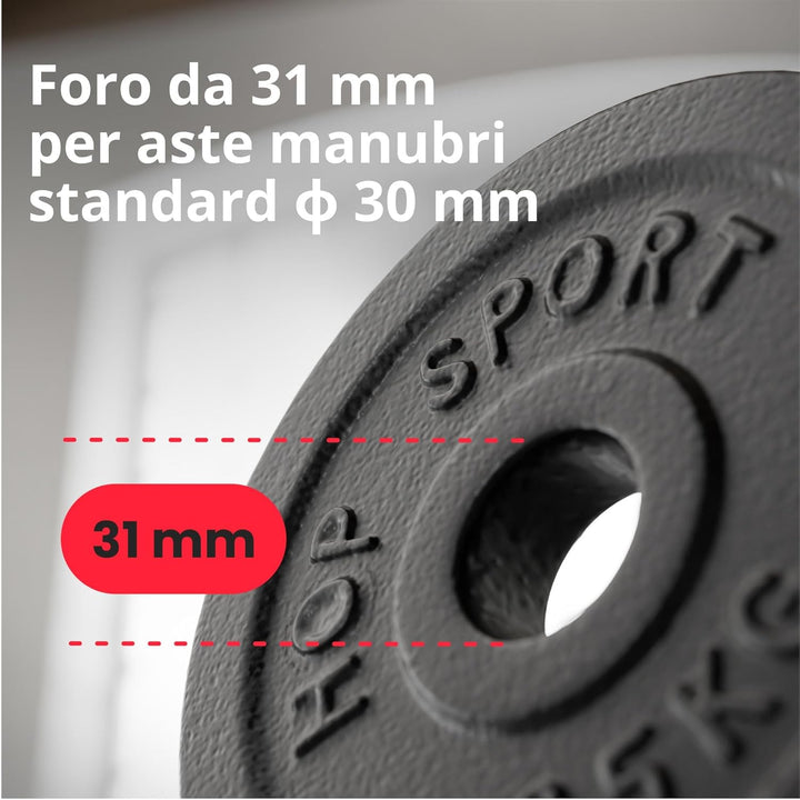 Hop-Sport 20 kg Gusseisen Hantelscheiben 30mm Set 4 x 5 kg / 2 x 10 kg - Guss Gewichte Hantel Set 30