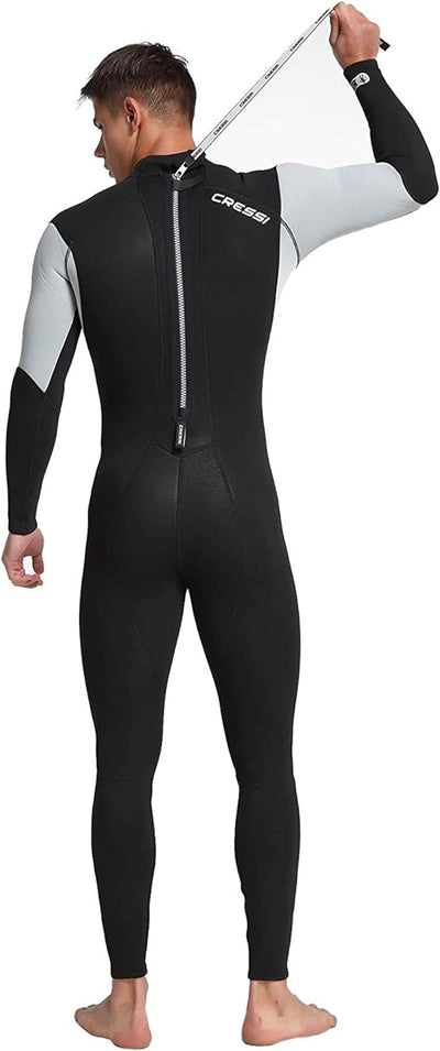 Cressi Morea Herren - Neoprenanzug 3mm für alle Wassersportarten S/2 Schwarz/Silber/Silber, S/2 Schw