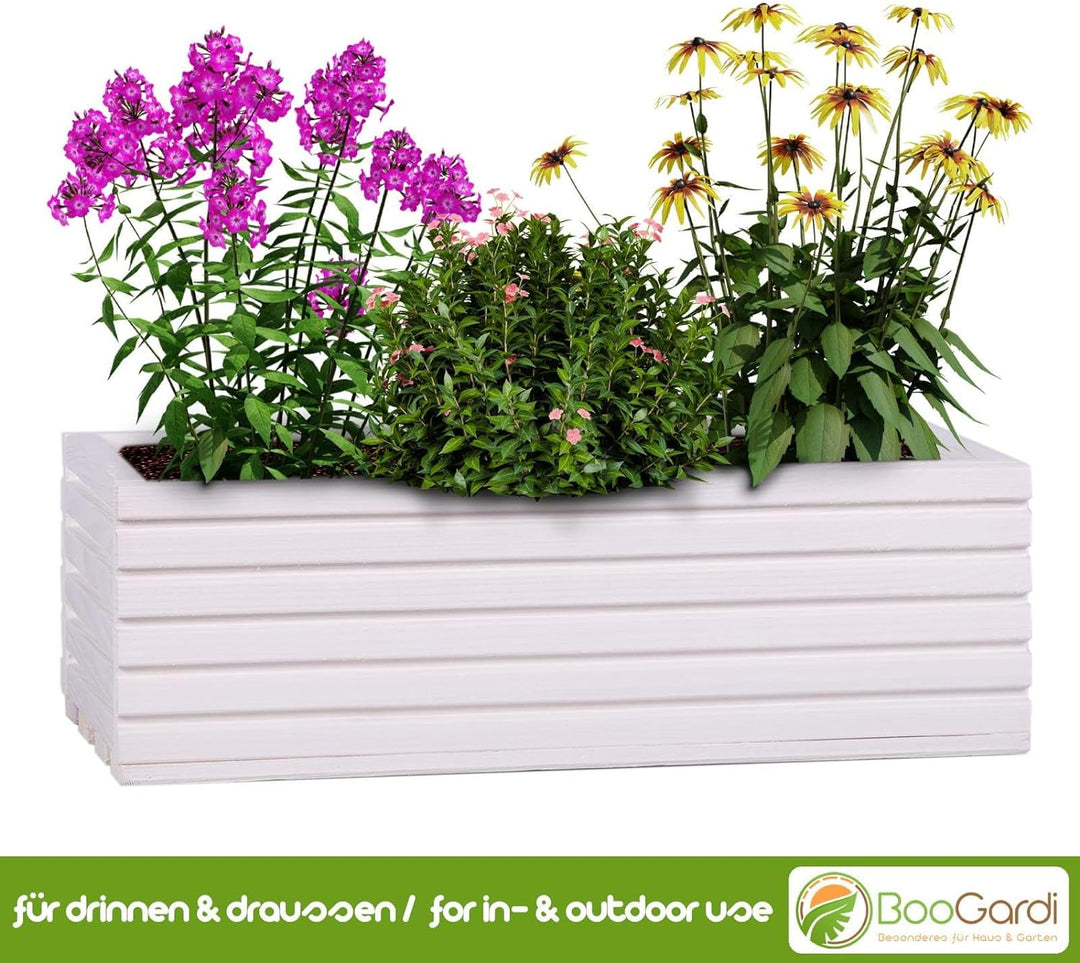 BooGardi Blumenkasten mit Einsatz · Weiss 44cm x 20cm x 14cm · 4 Farben 3 Grössen · Pflanzgefäss für