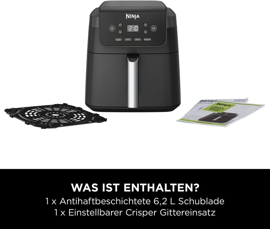 Ninja Heissluftfritteuse, 6,2 l, ohne Öl, grosse quadratische Schublade, Braten, Heissluftfrittieren