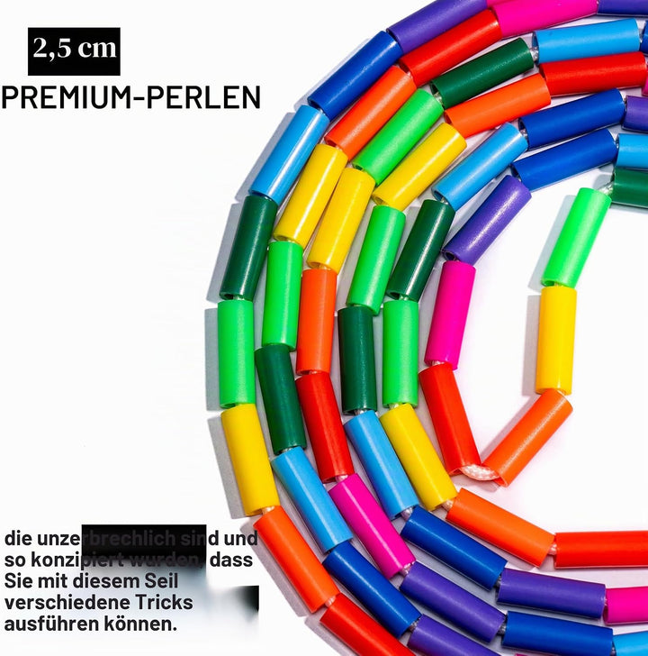 Professionelles Rope Skipping Wettkampf Springseil Freestyle Bead - Länge verstellbar (3m Seillänge)