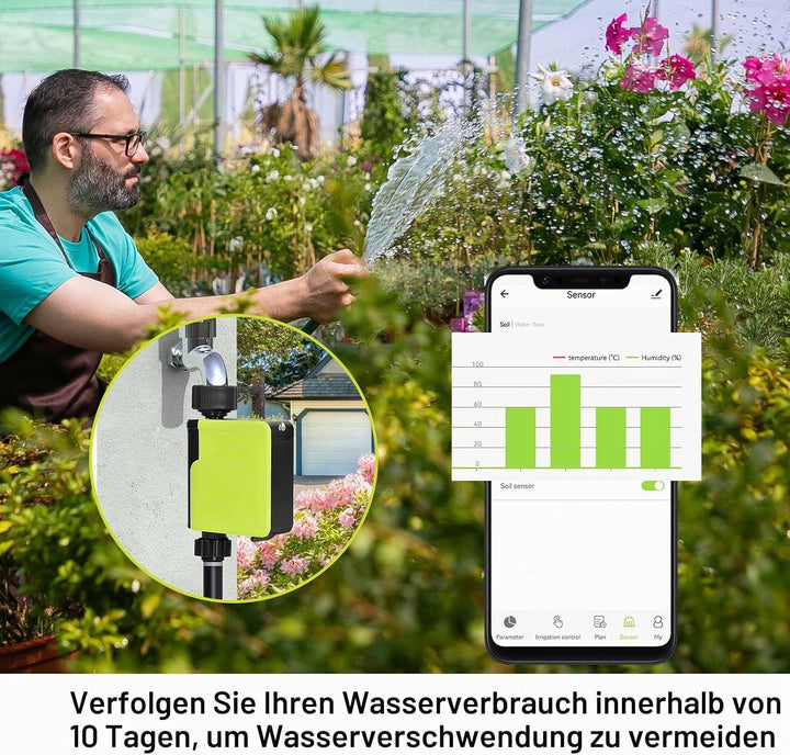 Smart Bewässerungscomputer WLAN 2,4 GHz mit 1 Ausgängen Bewässerungssystem für Rasen &amp; Garten TTV107