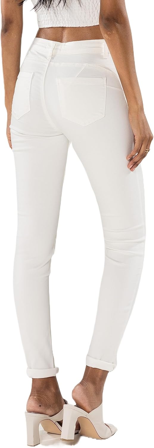 Nina Carter P106 Damen Jeanshosen Slim Fit Push-Up Skinny Jeans Mid-High Waist XS Slim Elfenbein (P1