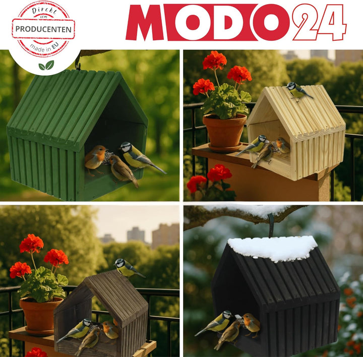 Vogelhaus mit Ständer aus FSC® Holz, Vogelkäfig mit Dach, Wetterfestes Vogelfutterhaus für Garten &