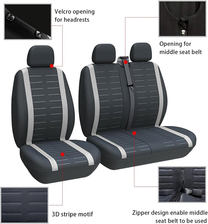 TOYOUN Van-Sitzbezüge, 3D-Streifen-Druck, universelle Passform für die meisten Lieferwagen, LKWs, Vo