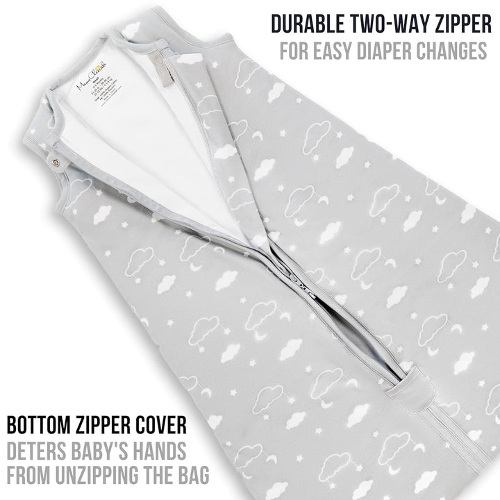 Mama Cheetah Baby Schlafsack 2.5 TOG, Bio-Baumwolle Baby tragbare Decke mit Zwei-Wege-Reissverschlus