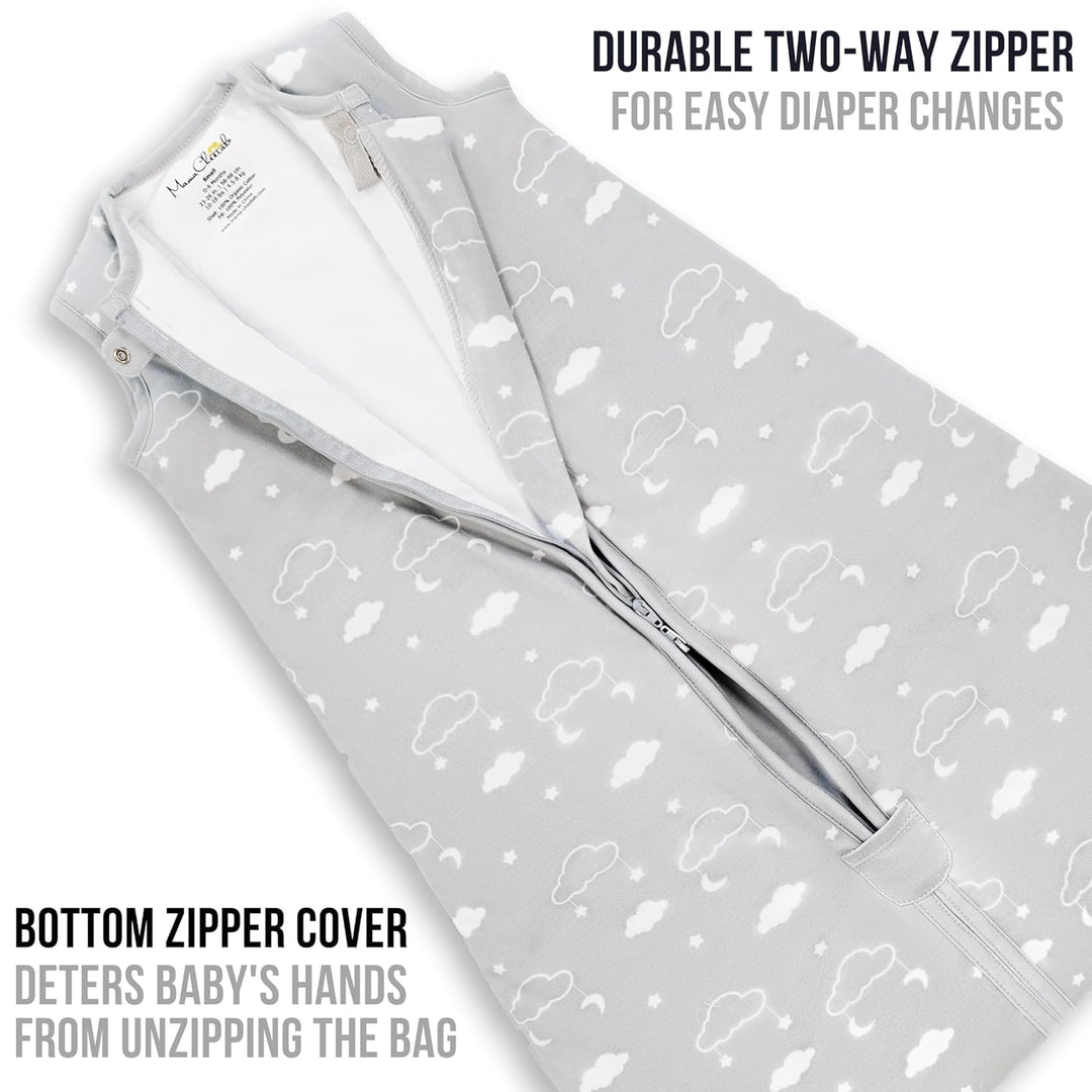 Mama Cheetah Baby Schlafsack mit Ärmeln, 0.5 TOG Bio-Baumwolle Wearable Blanket und Zwei-Wege-Reissv