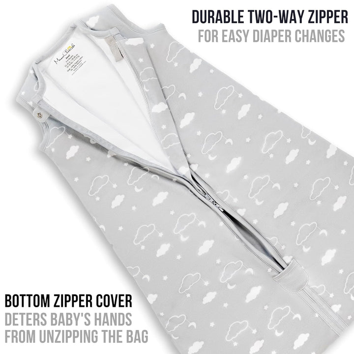Baby Schlafsack 1.0 TOG, Bio-Baumwolle Baby tragbare Decke mit Zwei-Wege-Reissverschluss, Swaddle Tr