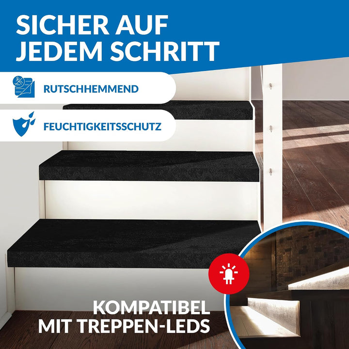 Treppenstufen mit U-Profil [LED-kompatibel] Renovierungsstufen für die Treppe, Laminat-Stufen, Tritt