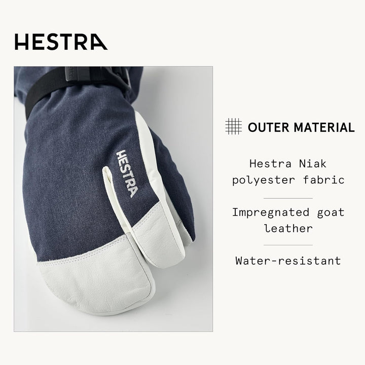 Hestra Unisex Powder Gauntlet 3-Finger Handschuh Isolierte Winddichte Lederhandschuhe für Alpinski &