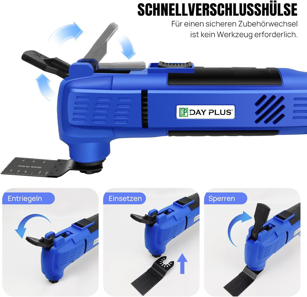 Schwingmultitool 300W – Schnellwechselmesser-System, 22000 U/min, 3° Schwingwinkel | Elektro-Schwing