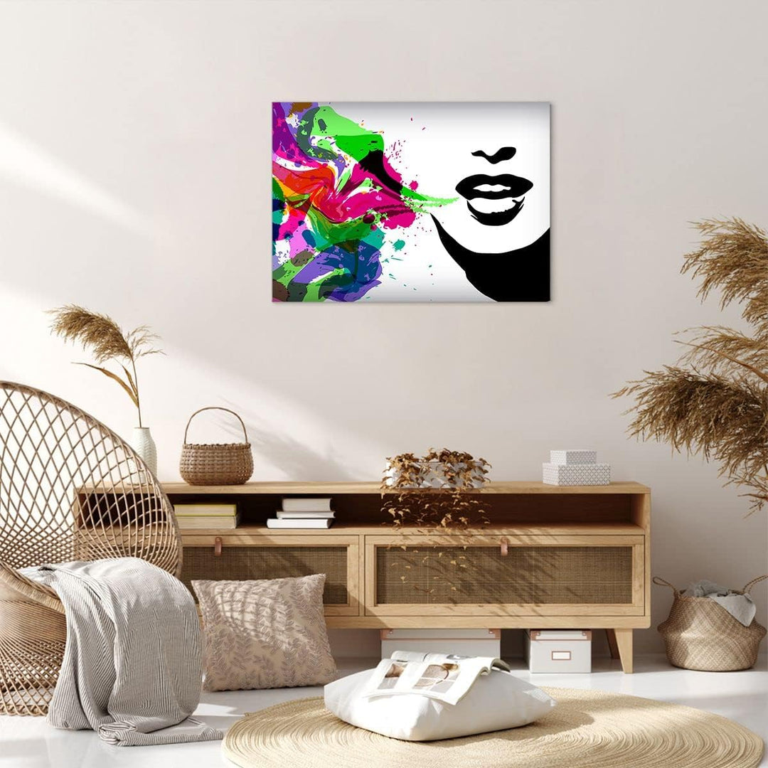 Bilder auf Leinwand Frau Gesicht Lippen Make-up Leinwandbild 70x50cm Wandbilder Dekoration Wohnzimme