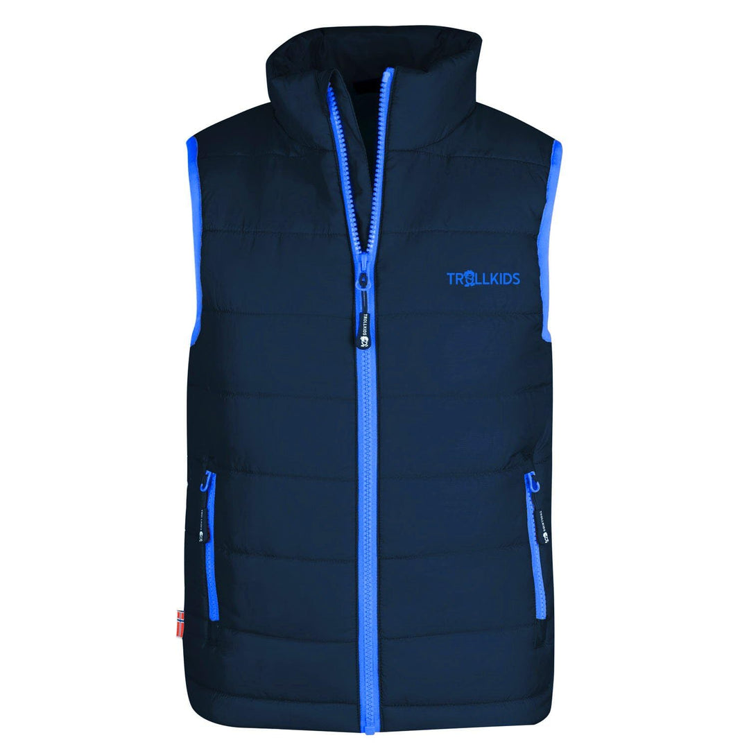 Trollkids Kinder wasserdichte gefütterte Polyfiber-Jacke Trondheim 92 Marineblau/Mittelblau, 98