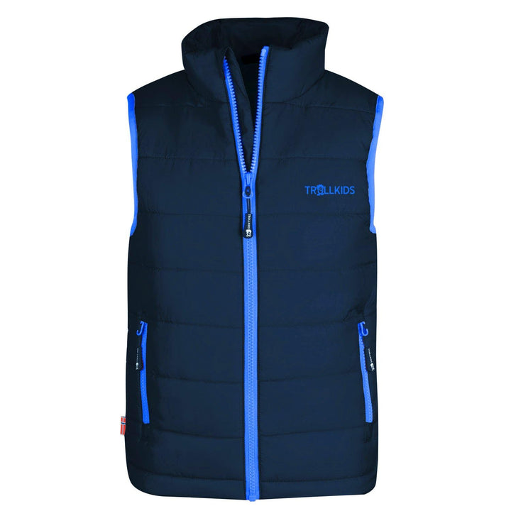 Trollkids Kinder wasserdichte gefütterte Polyfiber-Jacke Trondheim 92 Marineblau/Mittelblau, 98
