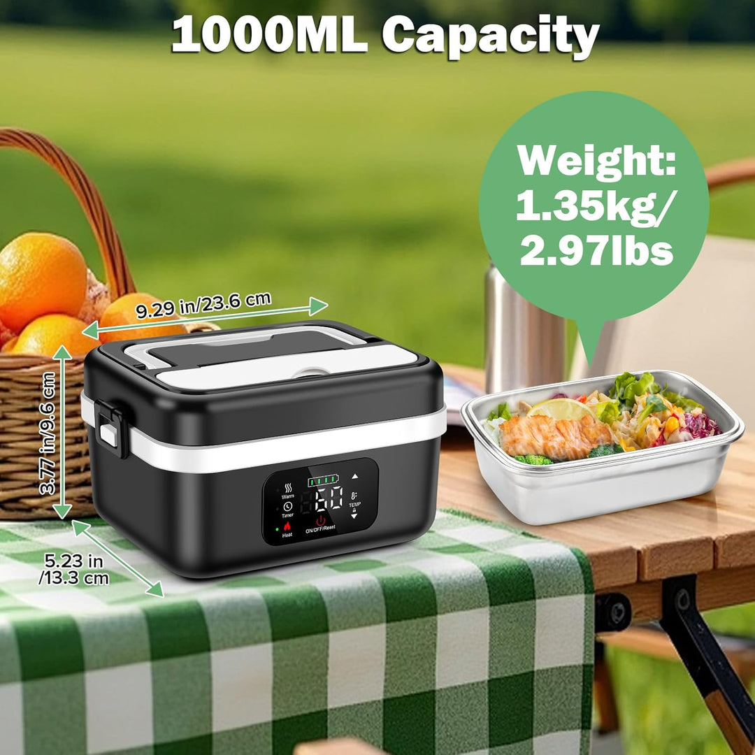 Kabellose Elektrische Lunchbox, 1L Batteriebetrieben Beheizbare Lunchbox für Erwachsene Tragbarer Sp