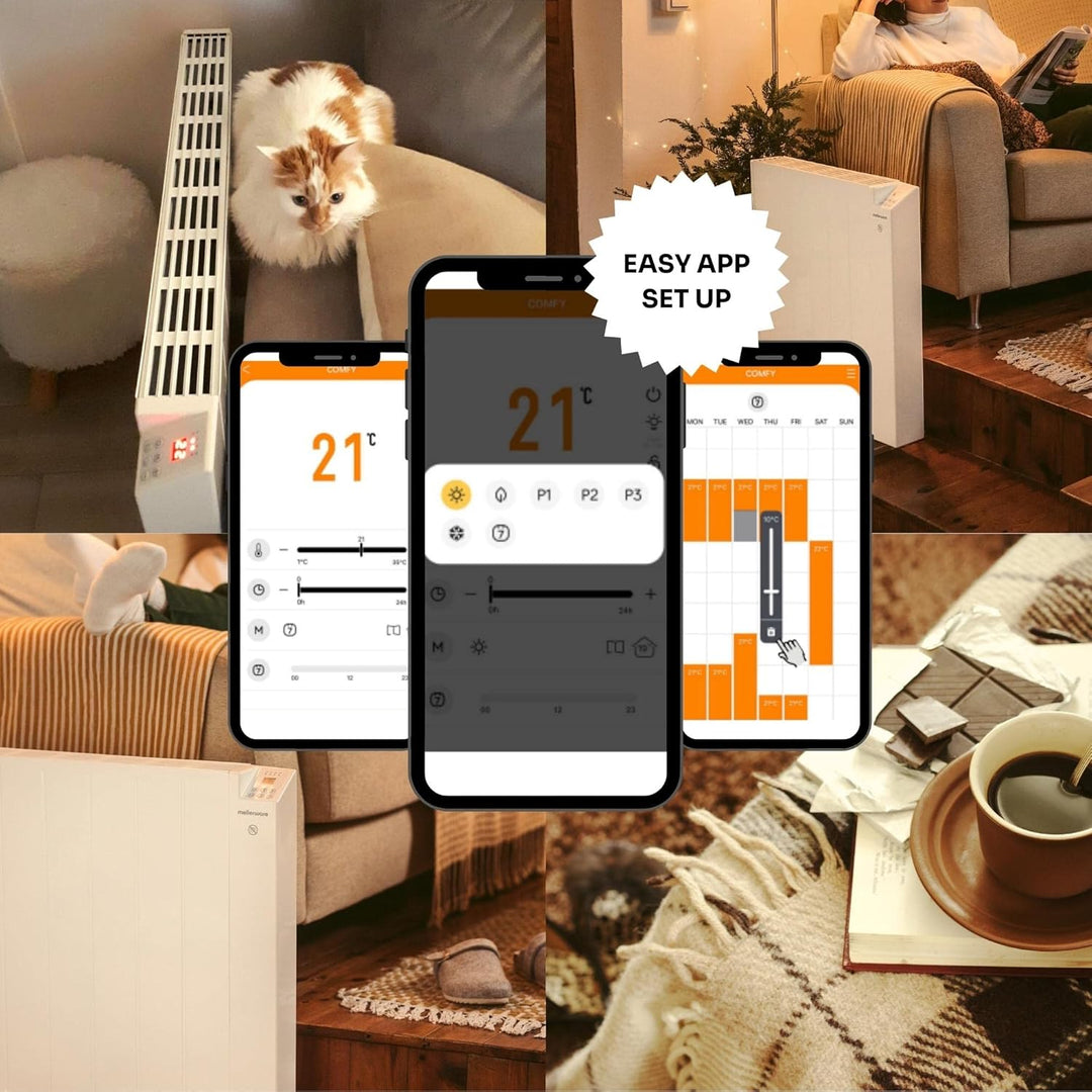 Mellerware - Heizkörper Energiesparend Comfy! 1200W WIFI | 3 Stufen + Einstellbare Temperatur | Time