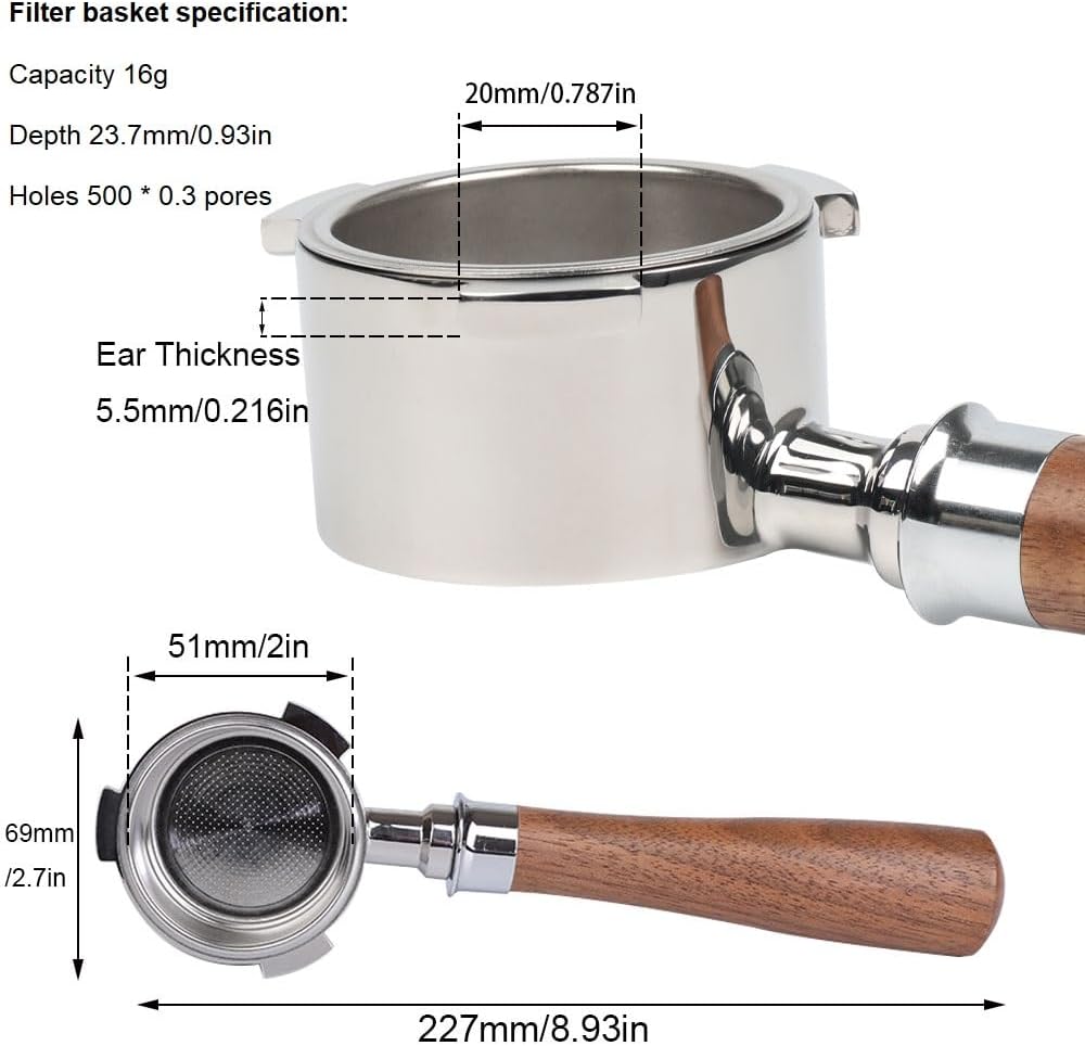 CAPFEI Bodenloser Siebträger 51mm nur kompatibel mit DeLonghi Dedica EC680/EC685/EC885 mit 3 Ohren |