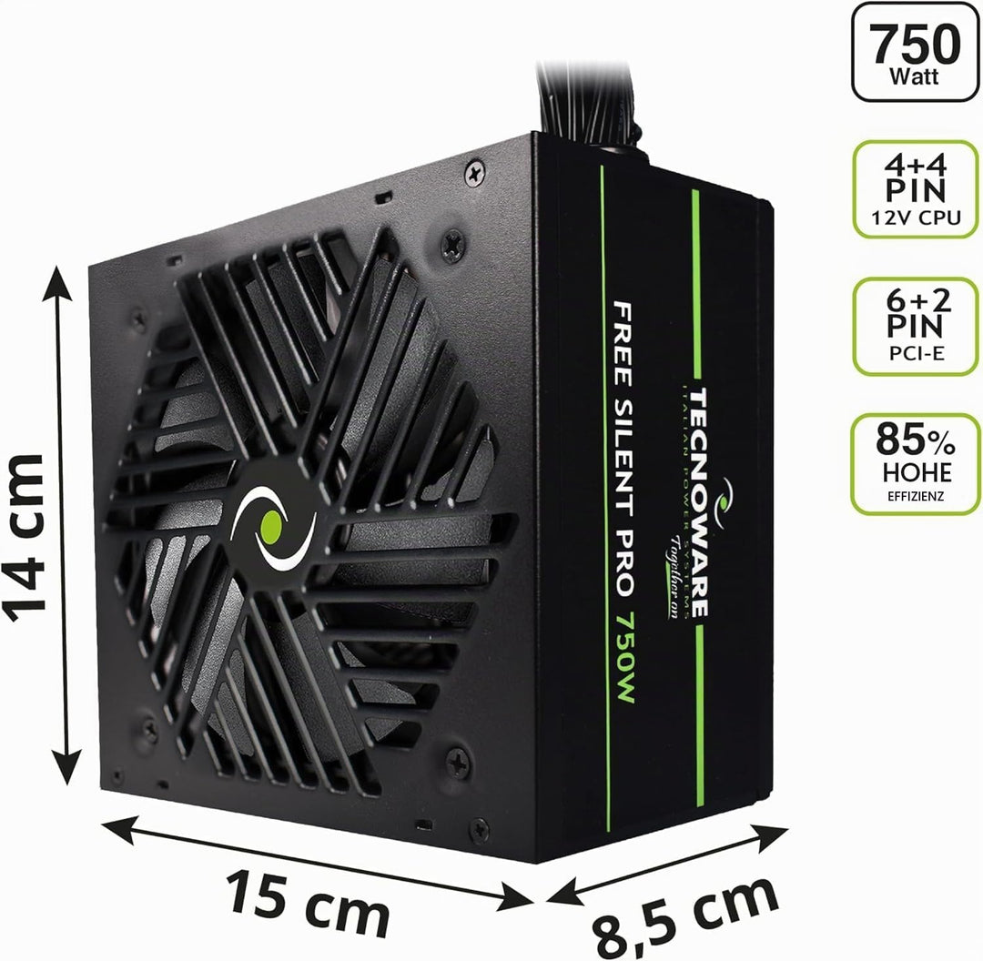 Tecnoware Netzteil Free Silent PRO 750 für erweiterte PCs mit NVIDIA GeForce GTX - RTX Grafikkarte,