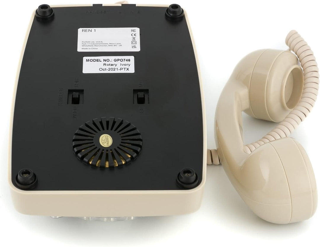 GPO 746ROTARYIVO Retro Telefon mit Wählscheibe im 70er Jahre Design Creme Crème, Crème
