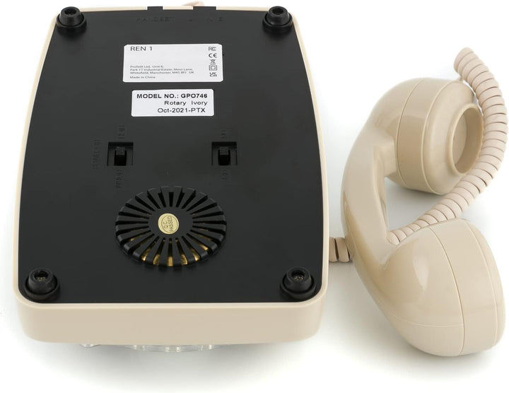 GPO 746ROTARYIVO Retro Telefon mit Wählscheibe im 70er Jahre Design Creme Crème, Crème