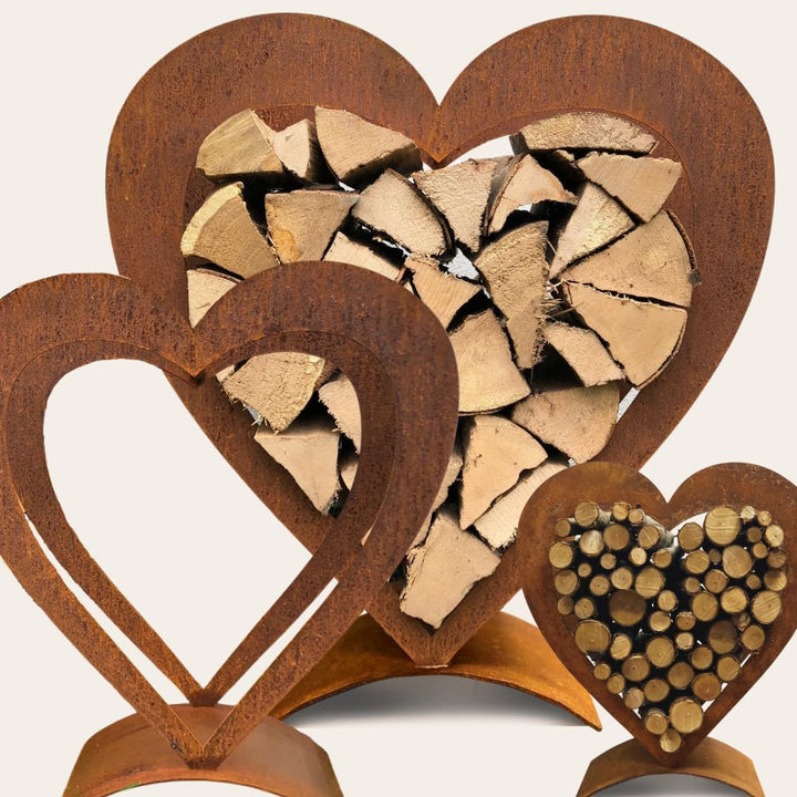 Edel Rost Herz Holzregal (ohne Holz) Made in Germany Edelrost Herz, Gartendeko Herz, Gartenfigur, (H
