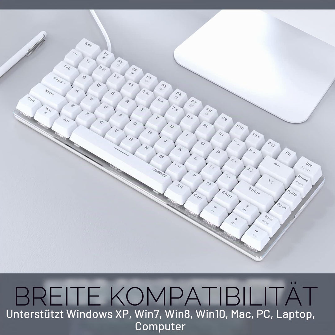 Hotswapple Gaming-Tastatur, 80% Mechanische Rote Schalter Keyboard mit weisse LED-Hintergrundbeleuch