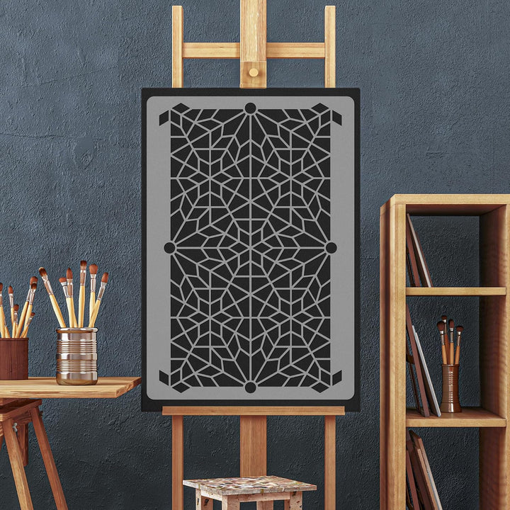 NAKLEO Wiederverwendbare Kunststoff-Schablonen - 59x95cm - Marokkanisch Maurisch Geometrisch 12 - Gr