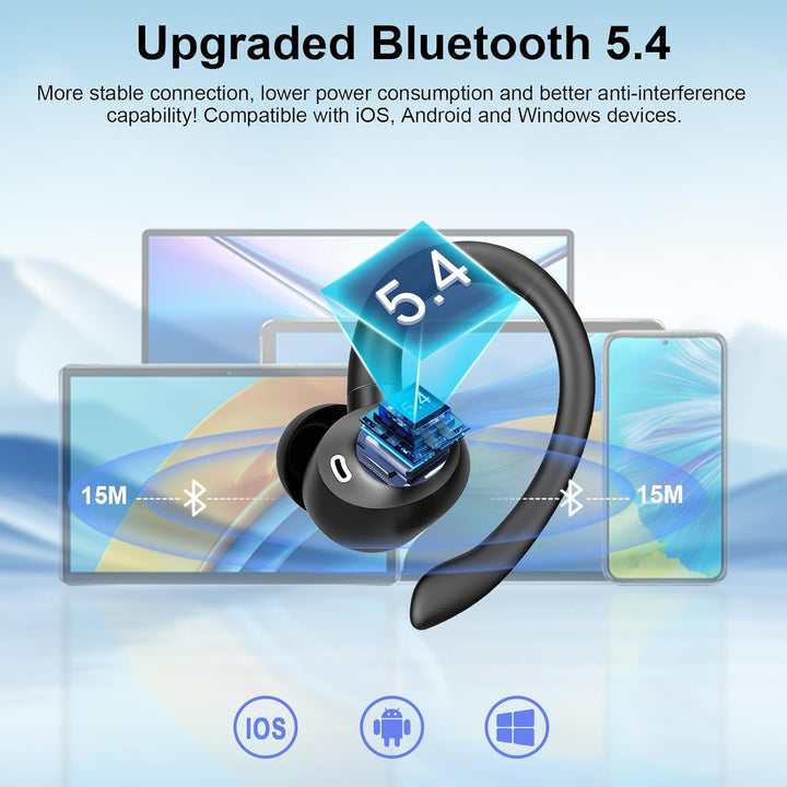 Bluetooth Kopfhörer Sport, 2026 In Ear Kopfhörer Bluetooth 5.4 mit 60h Spielzeit, IPX7 Wasserdichte