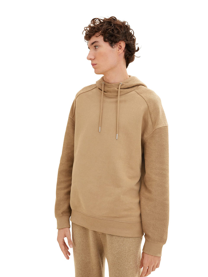 TOM TAILOR Denim Herren Hoodie mit Struktur L 12912 - Splashed Clay Beige, L 12912 - Splashed Clay B