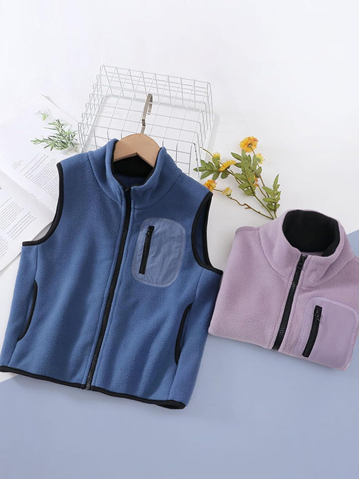 Kleinkind Kinder Fleeceweste Stehkragen Ärmellose Jacke Polar Fleece Reissverschluss Weste Solide El