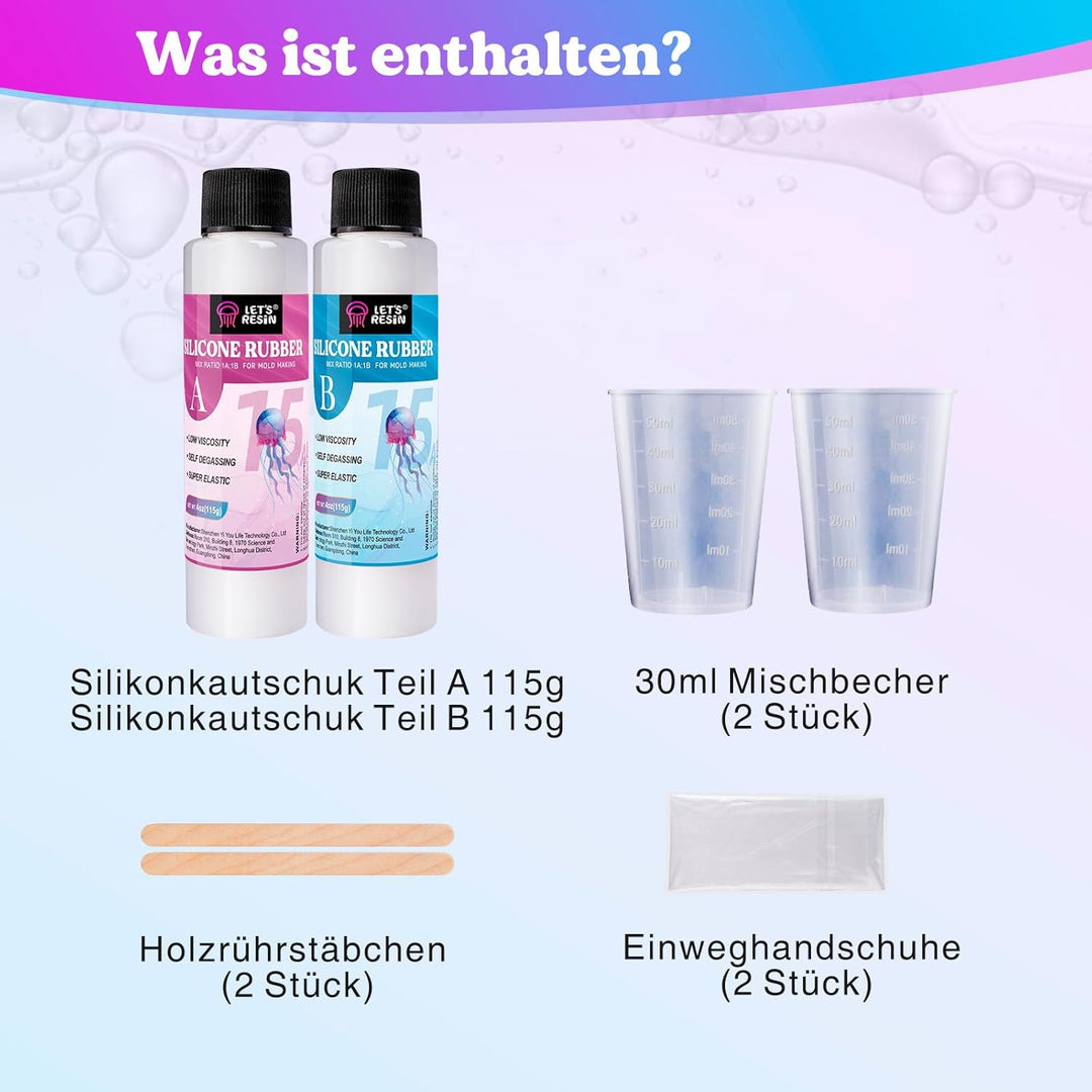 LET'S RESIN 230g Flüssiges Silikon Kautschuk, 1: 1 Verhältnis Abformsilikon, Dubliersilikon, Abdruck