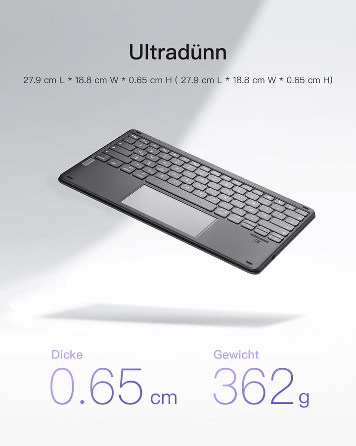 Inateck Tablet Tastatur mit Touchpad, Bluetooth Tastatur kompatibel mit Android/iOS-Systeme/Smartpho