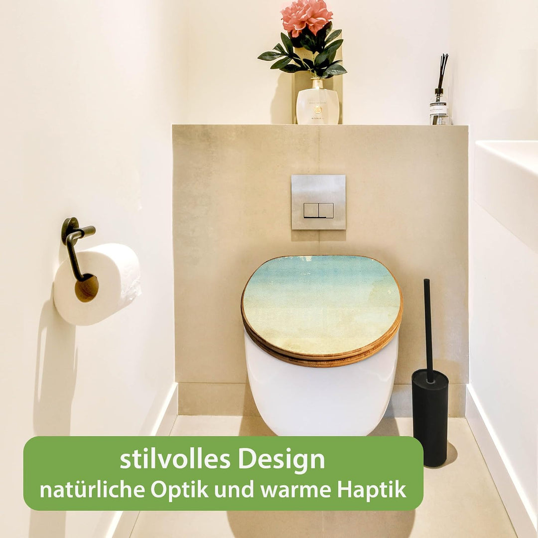 banjado Design WC Sitz Bambus Absenkautomatik 45,8x37,5cm - Toilettendeckel mit Absenkautomatik Holz