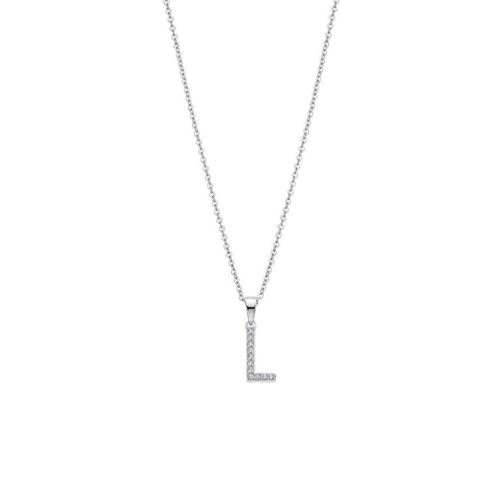 Lotus Silver Halskette Buchstabe L LP1958-1/L LP1958-1/L, Weiss, Einheitsgrösse, Metall, Kein Edelst