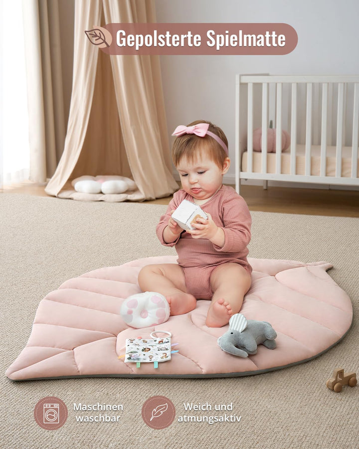 Blissful Diary Spielbogen Baby, Übergrosses Blattförmiges Spieldecke Baby Gym Activity Decke mit 6 A