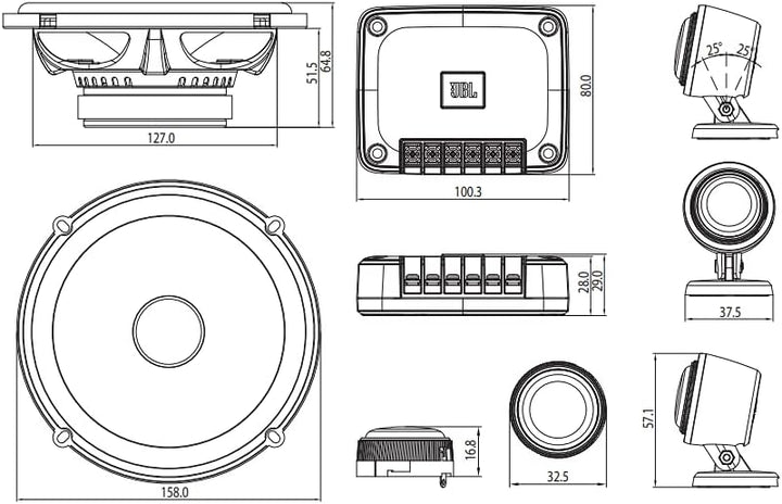 JBL Club 602CTP 2-Wege Auto Soundsystem - 210 Watt Komponenten Auto Lautsprecher Boxen Set mit 165mm