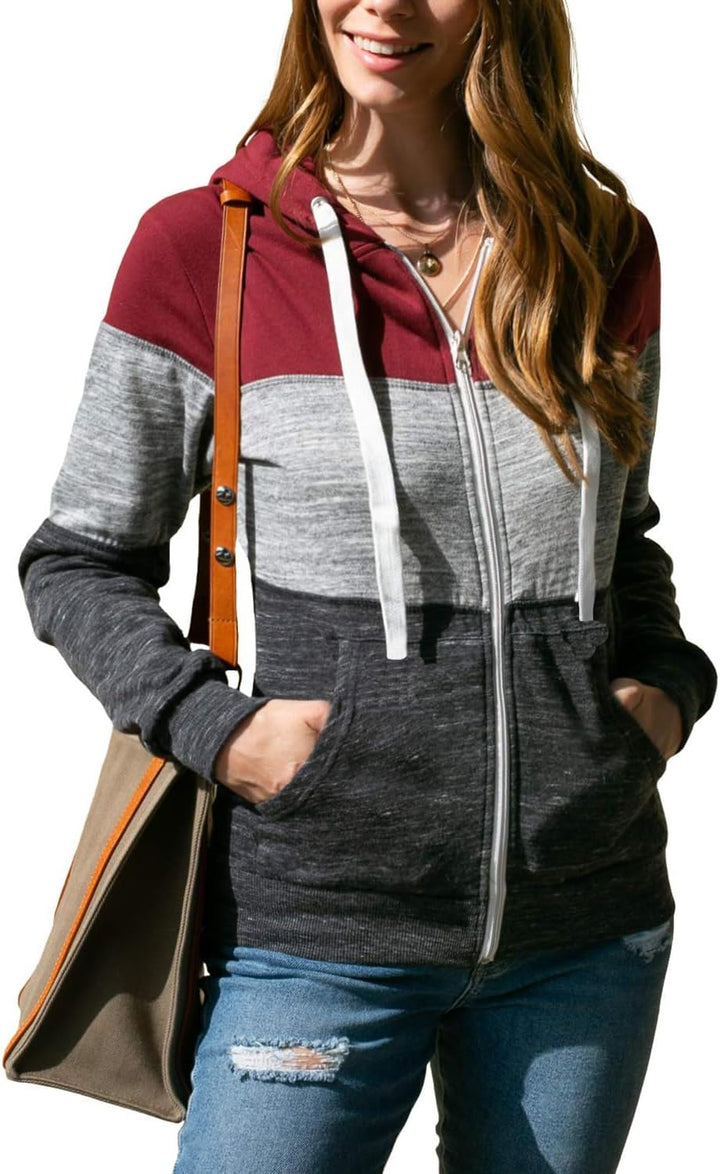 LIAMERHE Damen Kapuzenpullover Basic Damen Hoodie mit Reissverschluss Kapuzenpulli Langarm Kapuze He