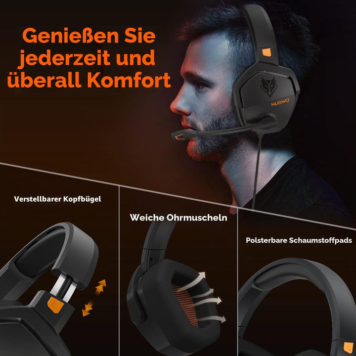 NUBWO N16 Gaming Headset – Mikrofon mit Geräuschunterdrückung, Stereo Sound und Komfortables Design